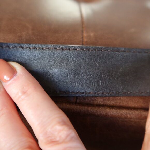 YSL Rive Gauche brown leather bracelet cuff with 9 tiger's eye stones/beads EUC! - Picture 10 of 14